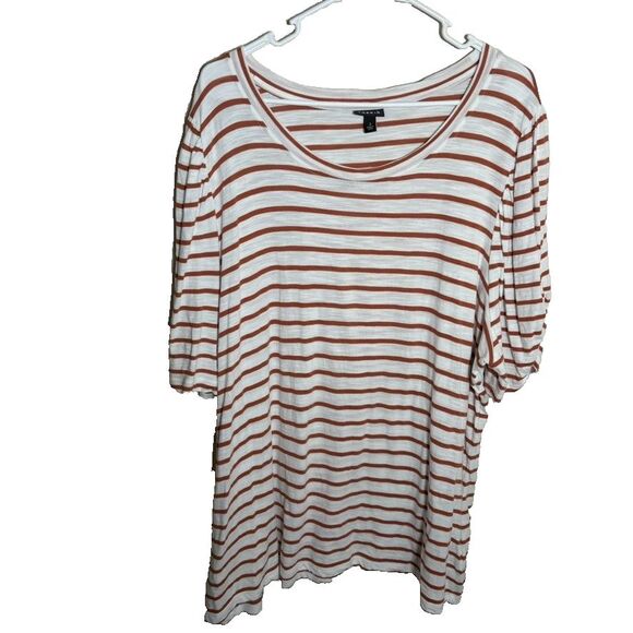 Torrid Blouse Women's 3 Striped Short Sleeve Printed Shirt Casual 3X T-Shirt - Picture 1 of 8